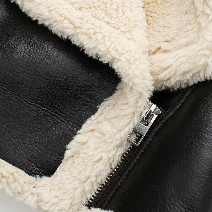 A&A Shearling Detail Cropped Jacket