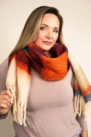 Be Clever British Columbia Colorblock Long Scarf, Rust