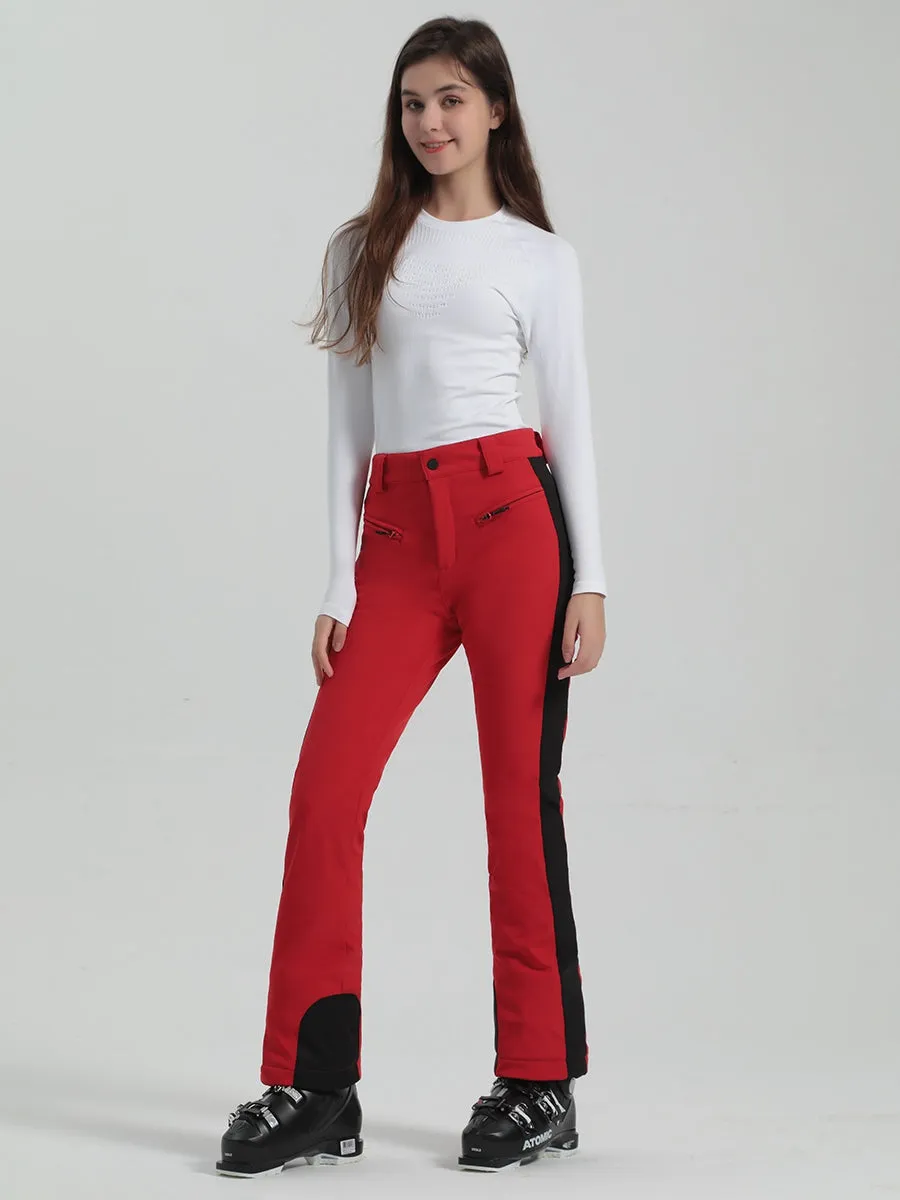 Bright Color Slim Fit Snow Pants Womens High Waisted Ski Pants