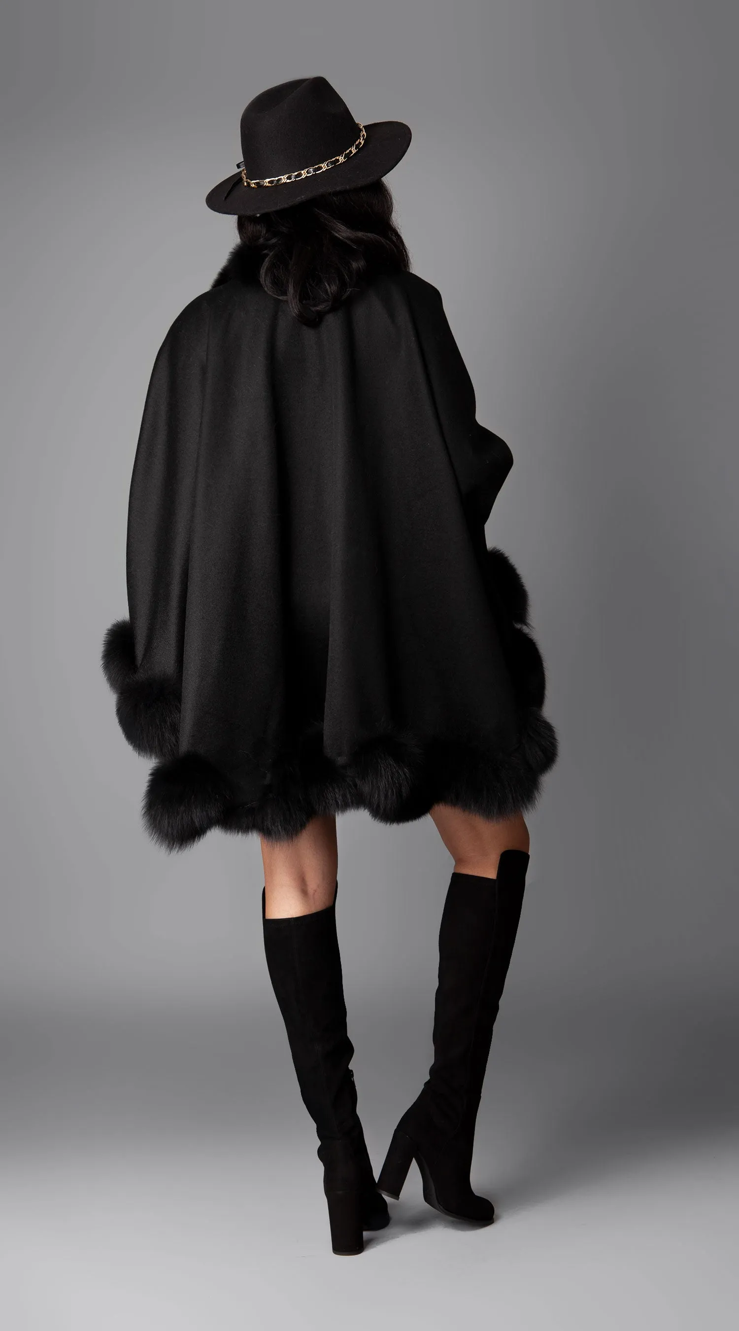 Cashmere Spiral Cape - Black