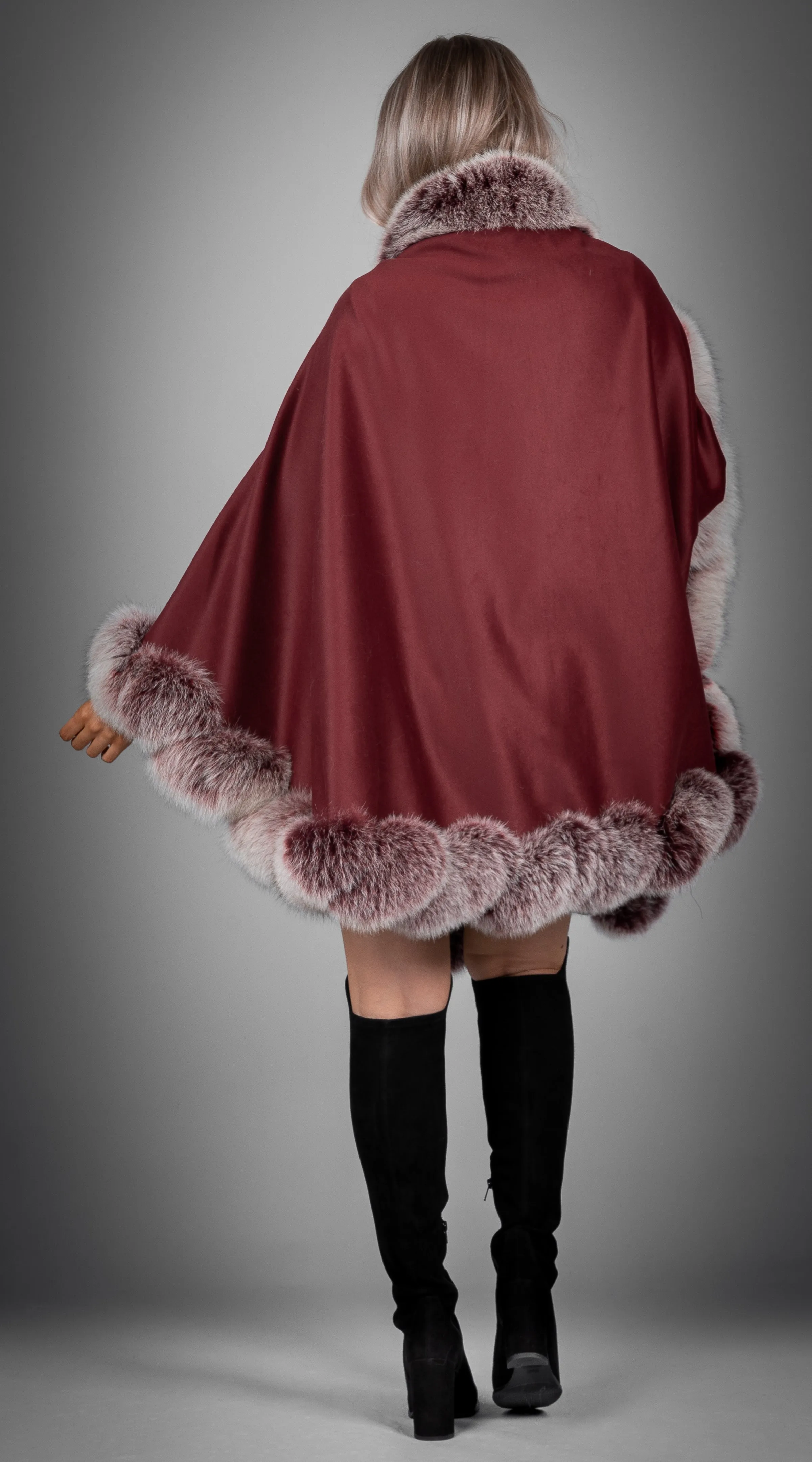 Cashmere Spiral Cape - Bordeaux