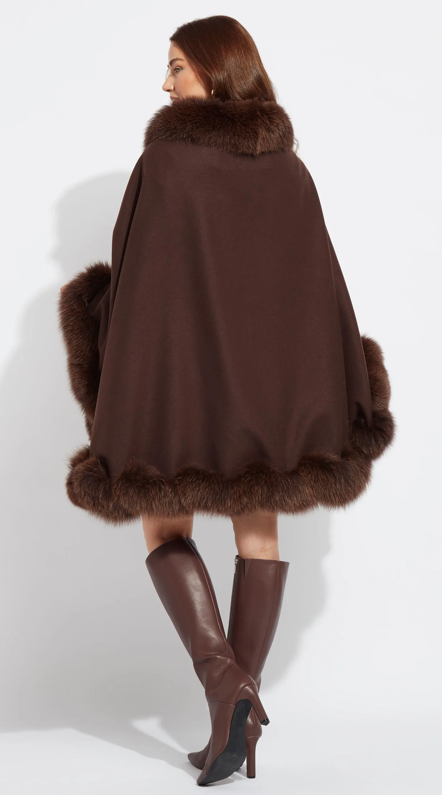 Cashmere Spiral Cape - Chocolate Brown