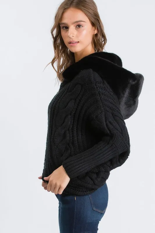 CHUNKY CABLE KNIT ZIP UP