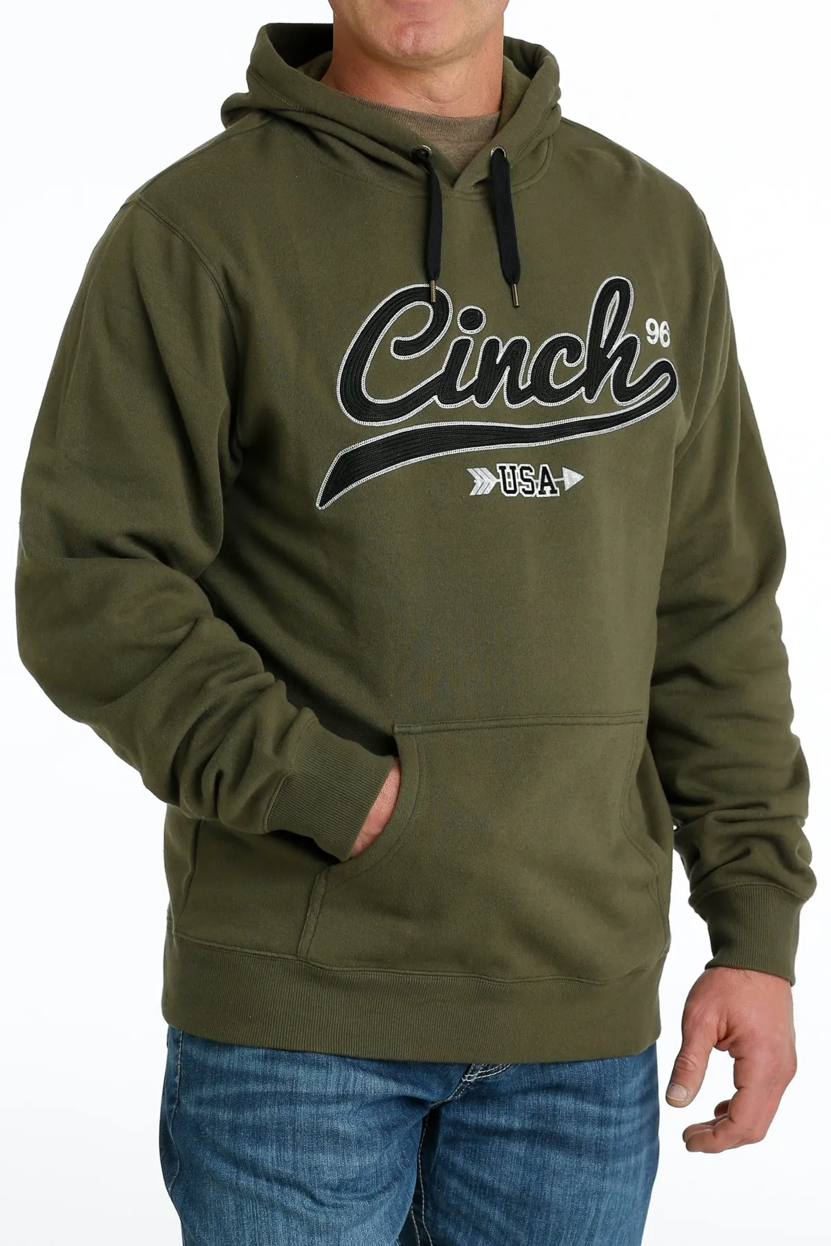 Cinch Men's Olive Logo Hoodie