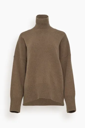 Classic Turtleneck Jumper in Taupe Melange