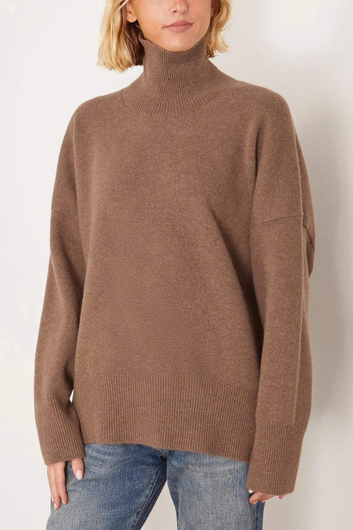 Classic Turtleneck Jumper in Taupe Melange