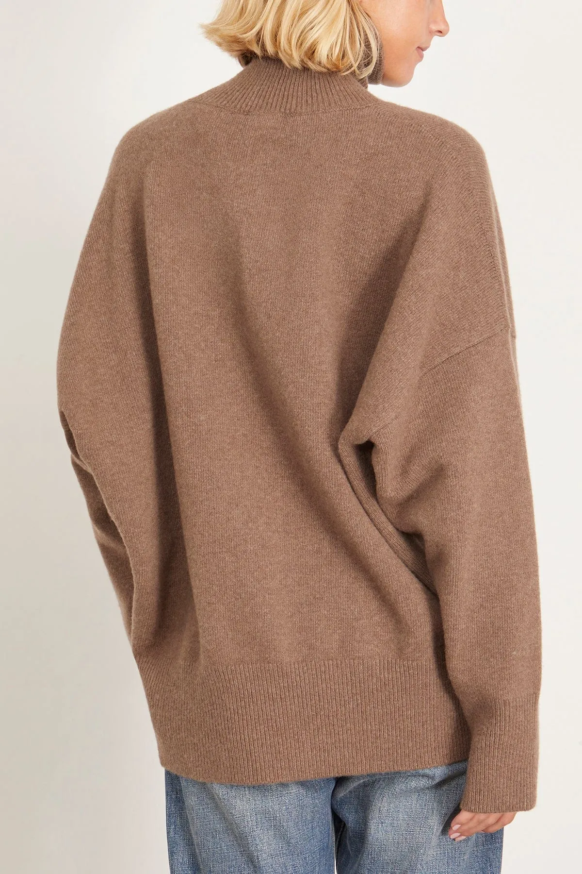 Classic Turtleneck Jumper in Taupe Melange