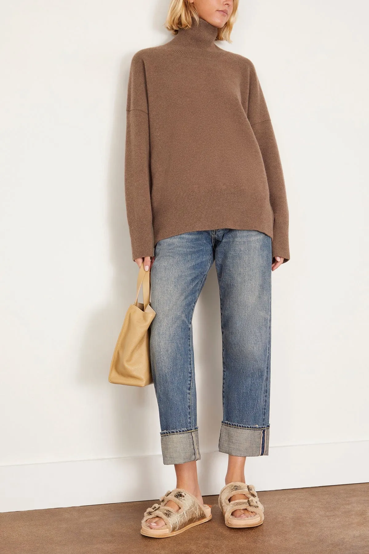 Classic Turtleneck Jumper in Taupe Melange