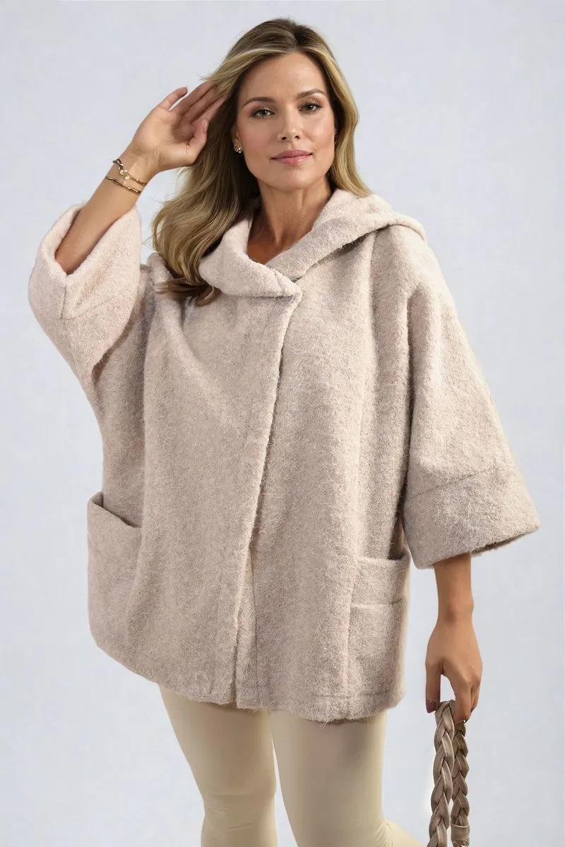 Cowl Neck Oversized Cape Jacket