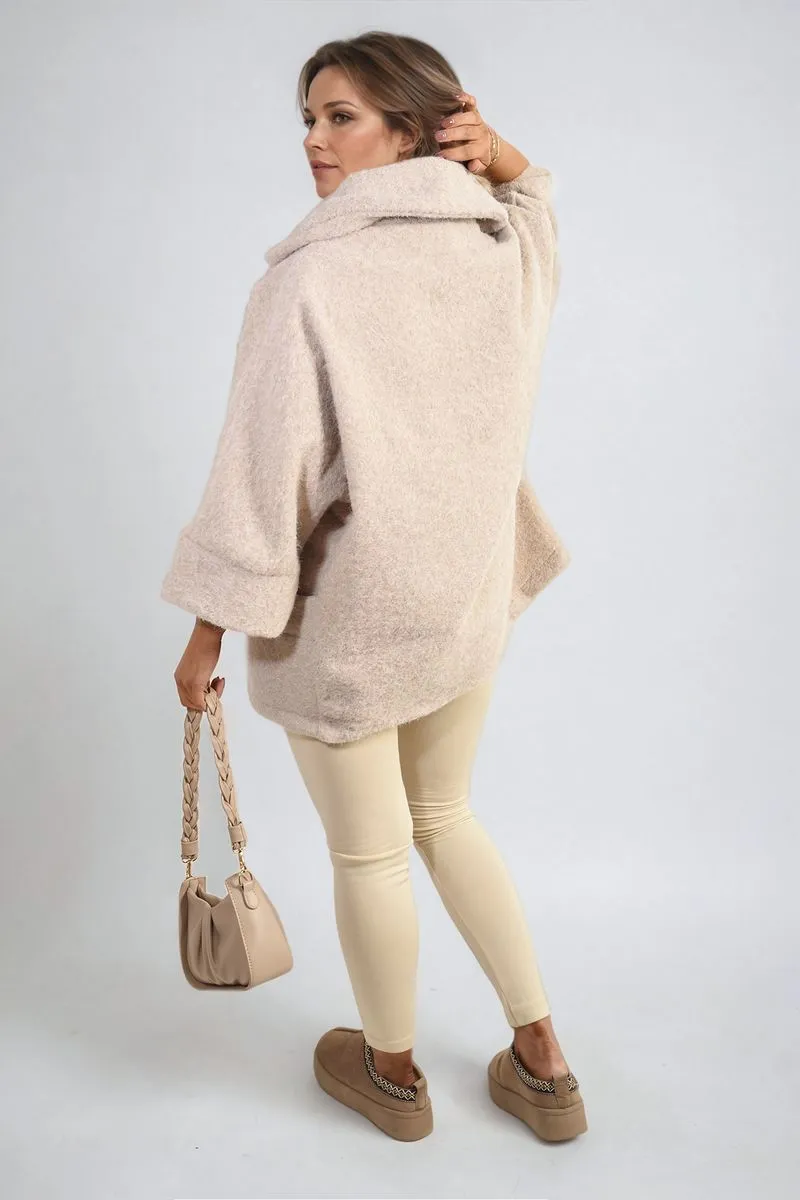 Cowl Neck Oversized Cape Jacket