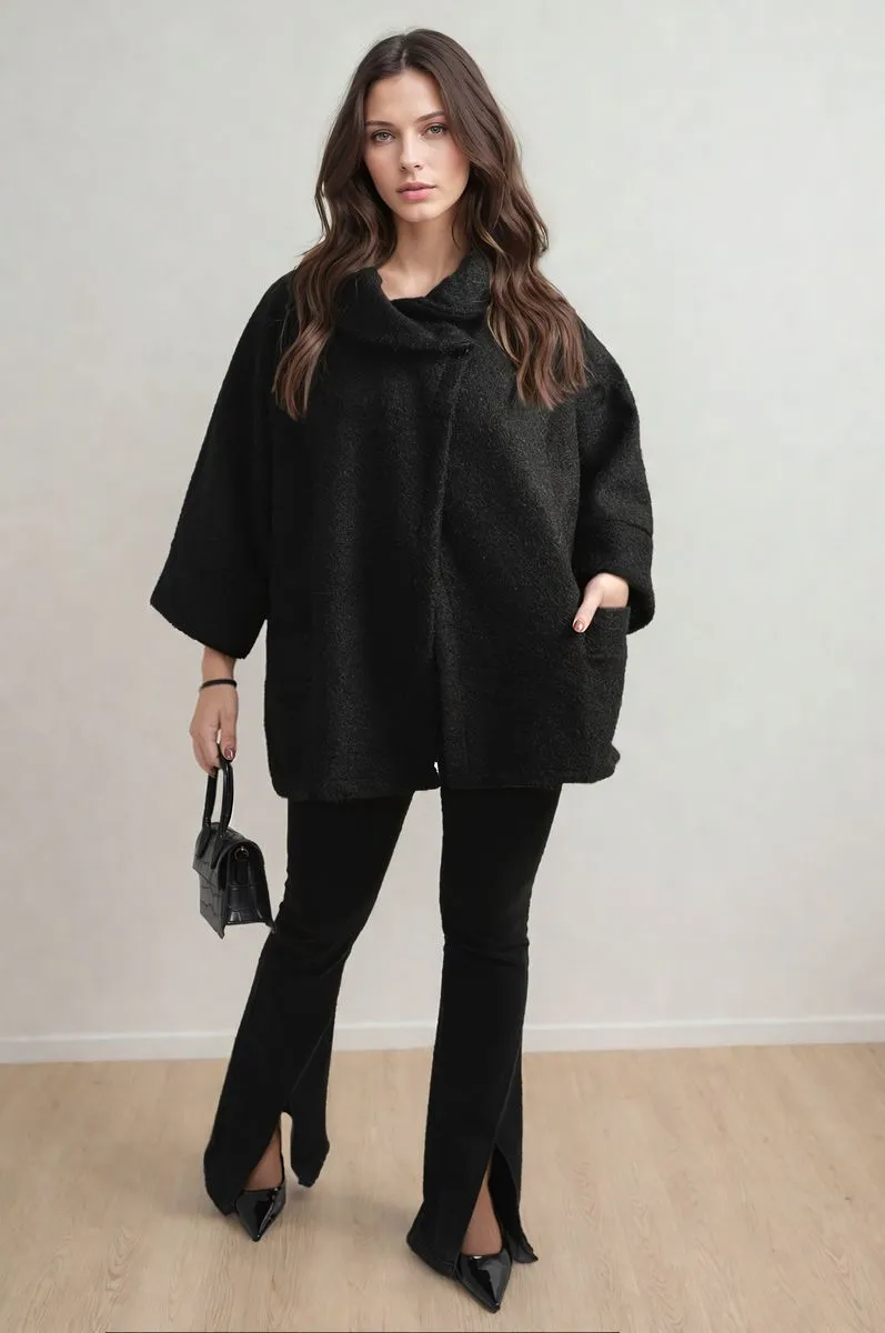 Cowl Neck Oversized Cape Jacket