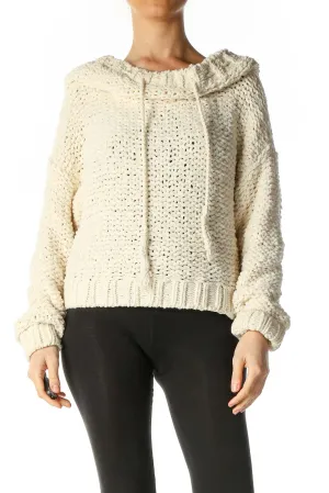 Cream Chunky Knit Hooded Sweater