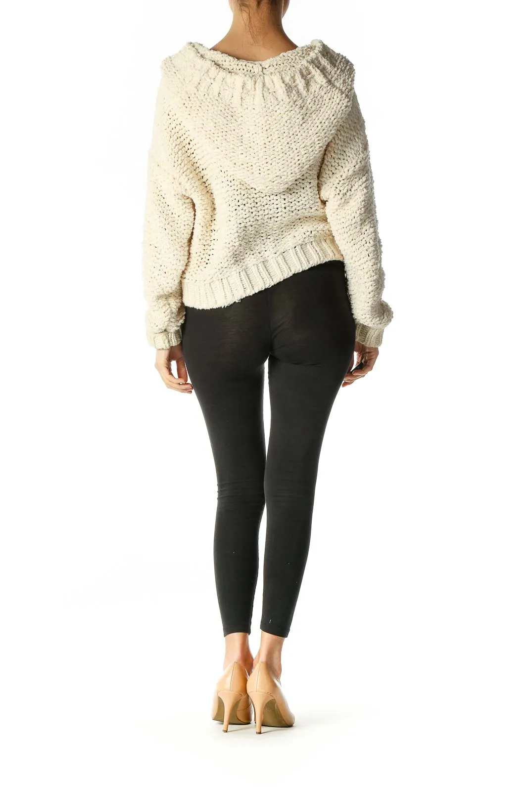 Cream Chunky Knit Hooded Sweater