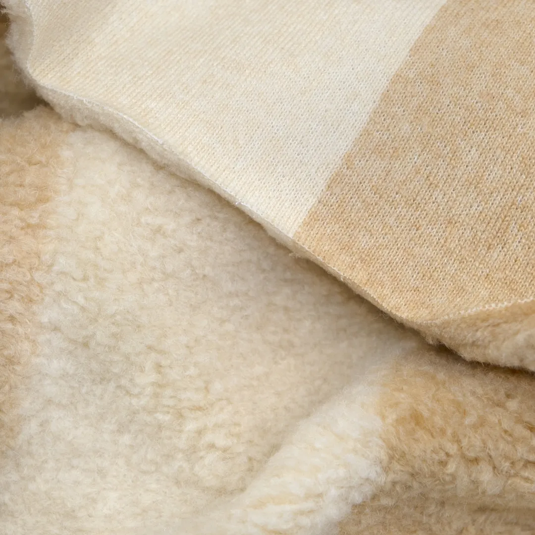 Deadstock Checkerboard Heavyweight Shearling Fleece - Sand/Ivory