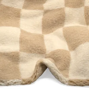 Deadstock Checkerboard Heavyweight Shearling Fleece - Sand/Ivory