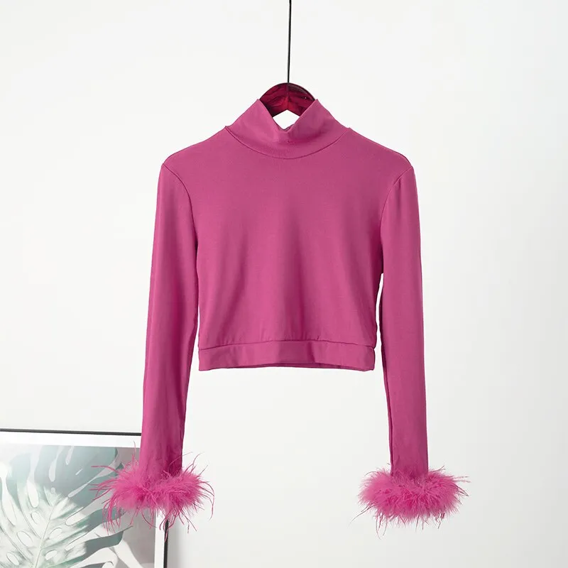 Feather Turtleneck Sweater