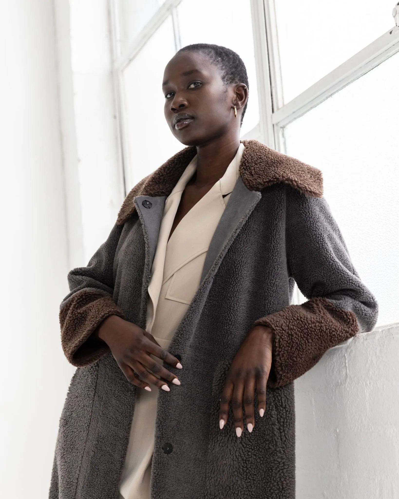 Furever Chic Coat - Granite and Brown