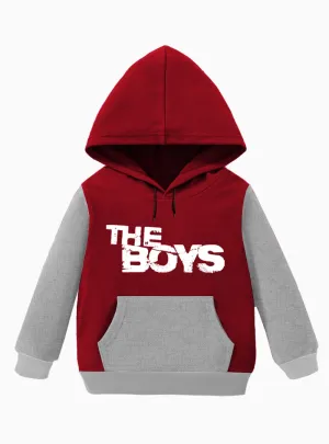 Grey & Red Kids Full Sleeves Hoodie - The Boys