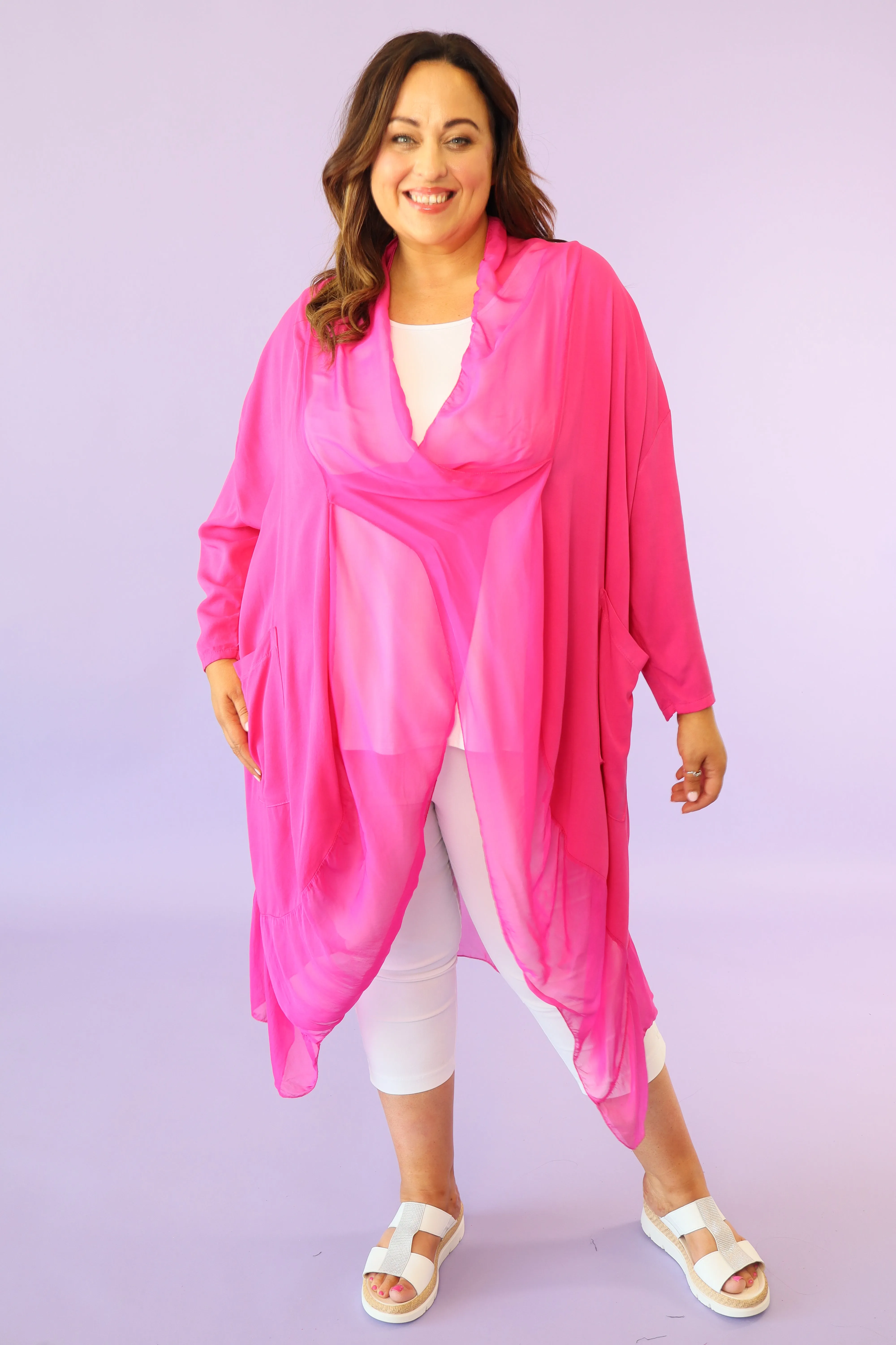 Jayla Draped Poncho in Pink