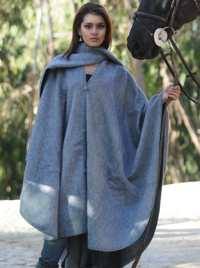 Long Alpaca Cape Open Poncho