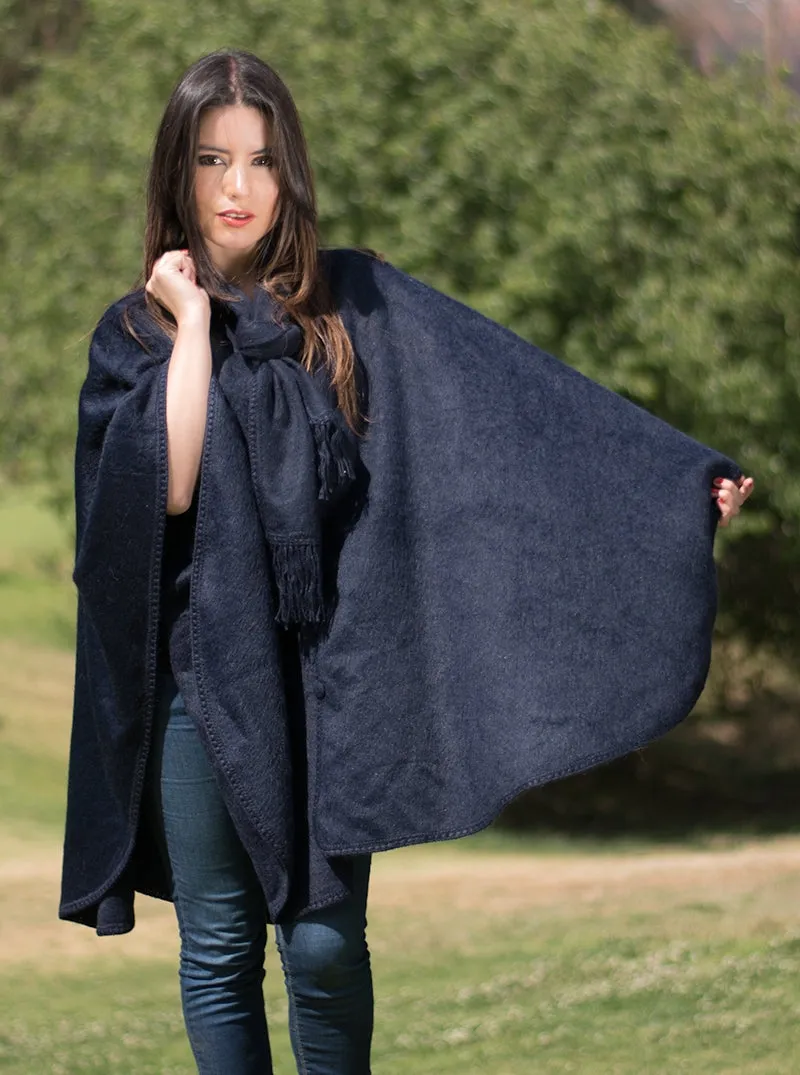 Long Alpaca Cape Open Poncho