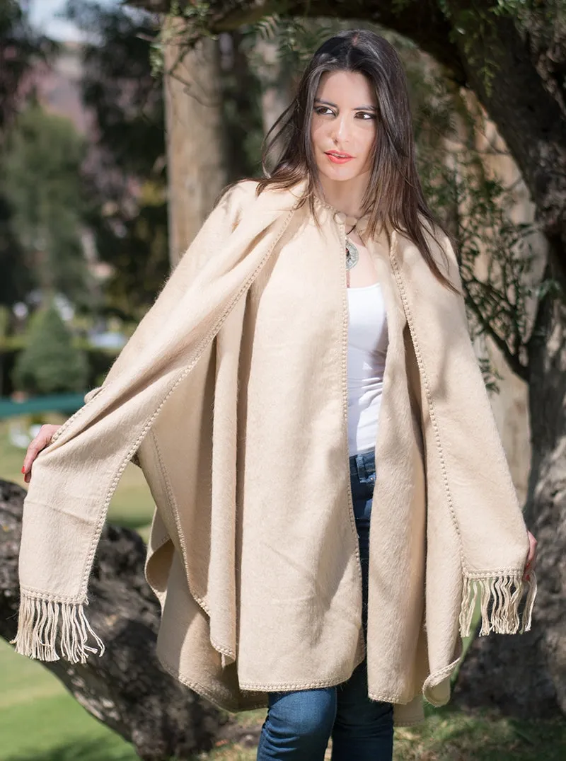 Long Alpaca Cape Open Poncho