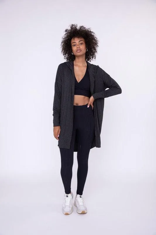 Longline Hooded Cardigan With Pockets