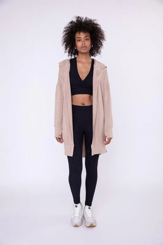 Longline Hooded Cardigan With Pockets