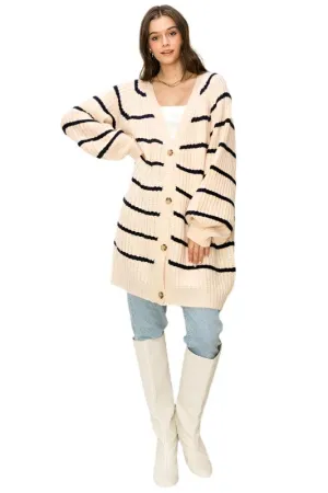 Made For Style Oversized Striped Sweater Cardigan