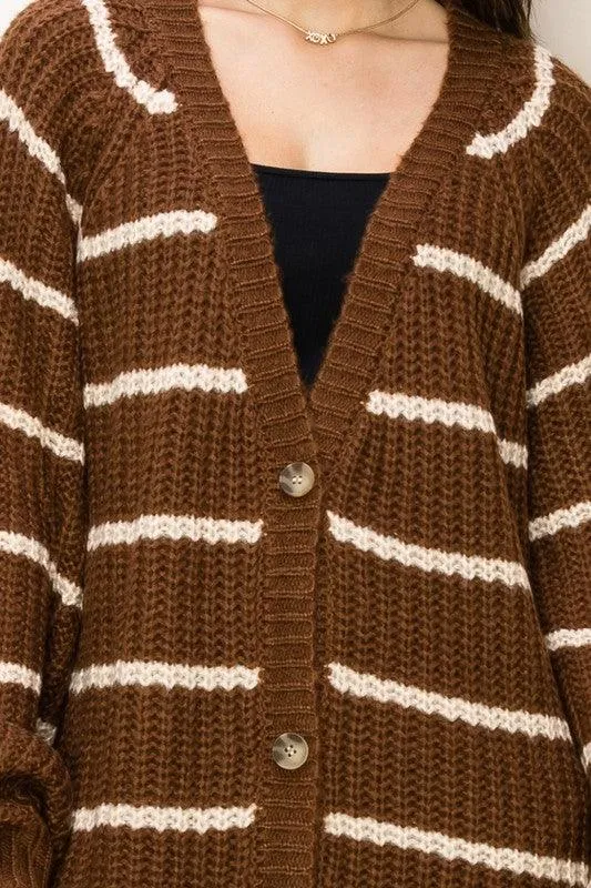 Made For Style Oversized Striped Sweater Cardigan