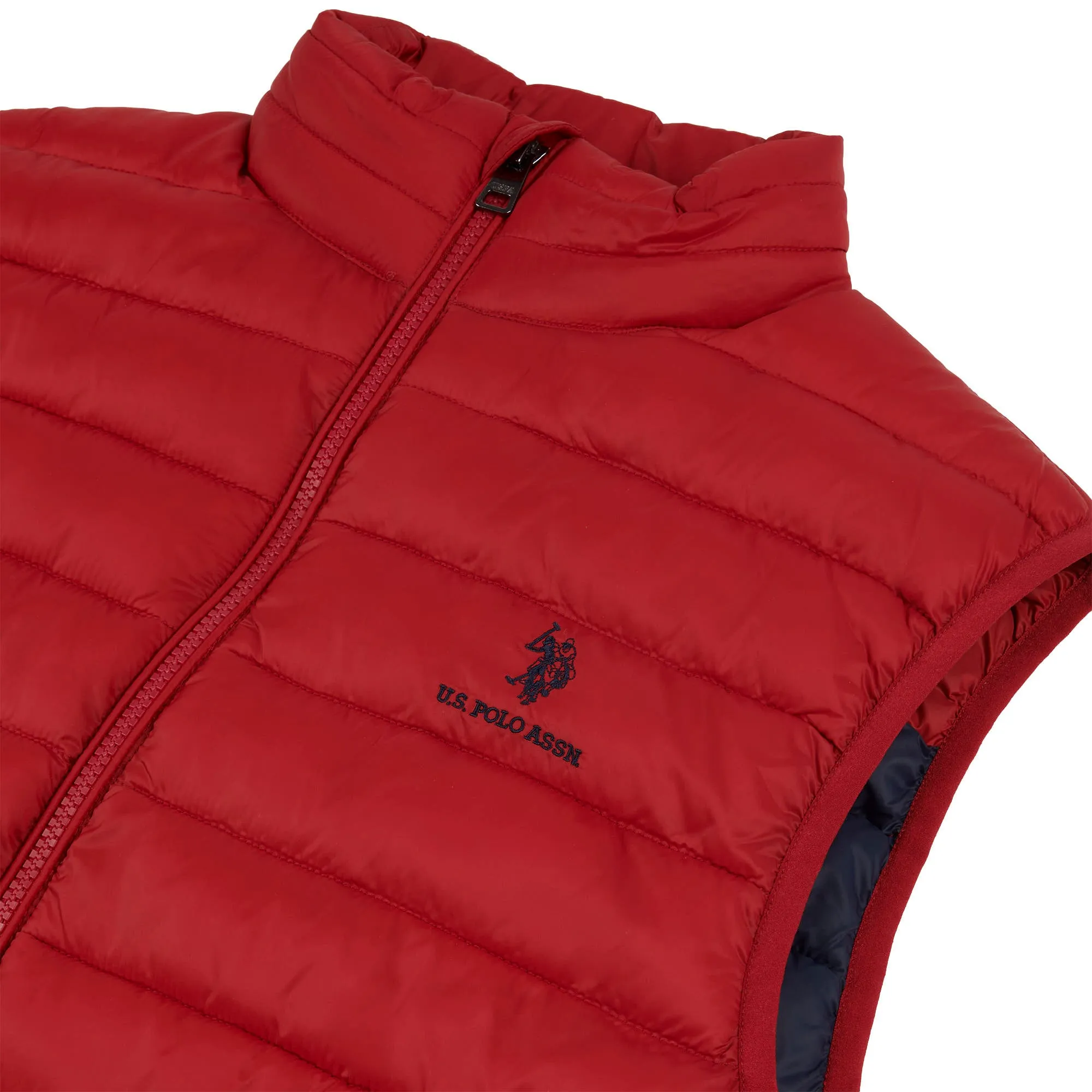 Mens Bound Quilted Gilet in Haute Red