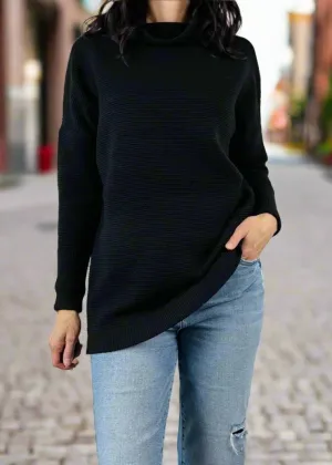 NANCY OTTOMAN BLACK SWEATER