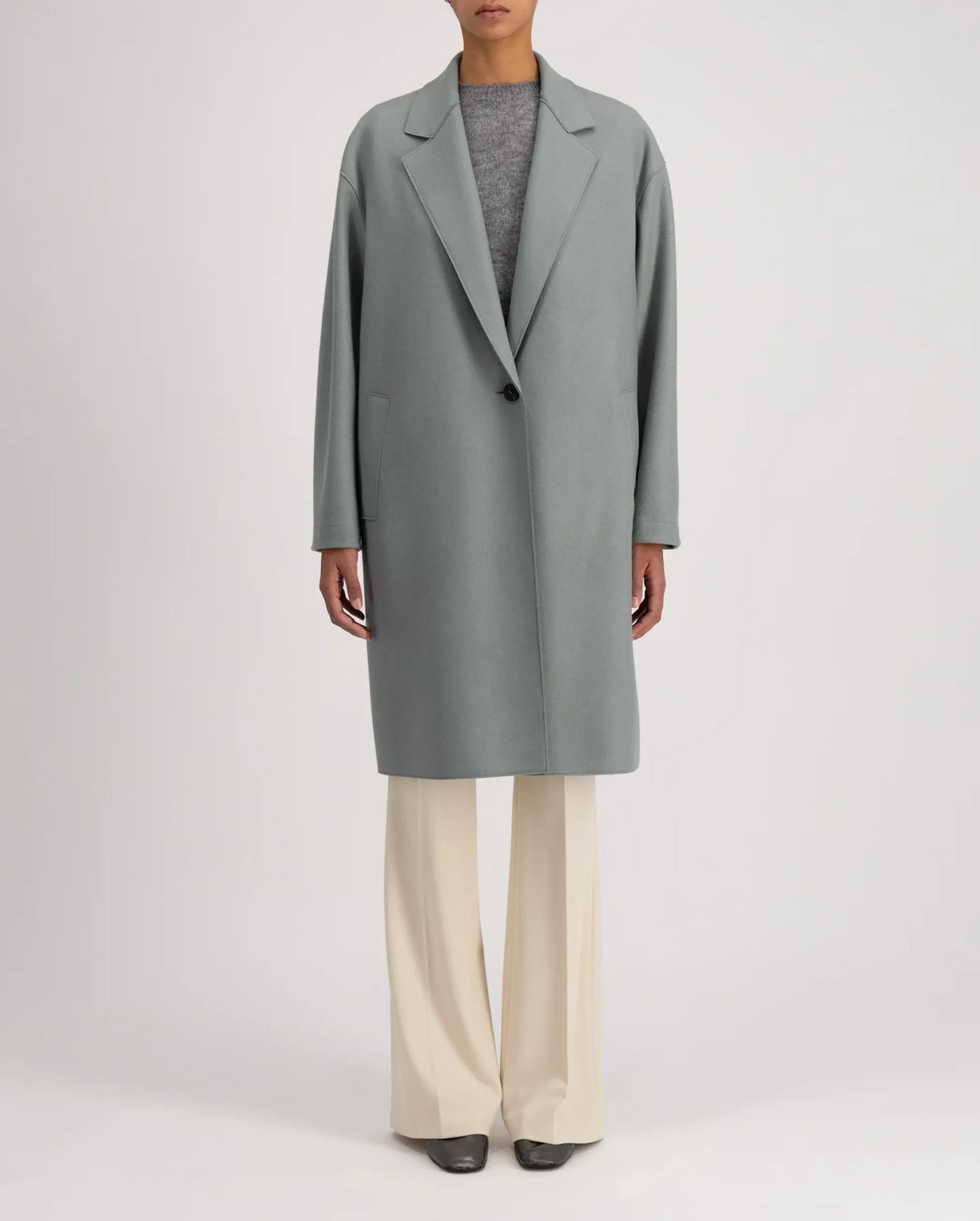 OVERSIZED CASHMERE BLEND COAT / SAGE GREEN