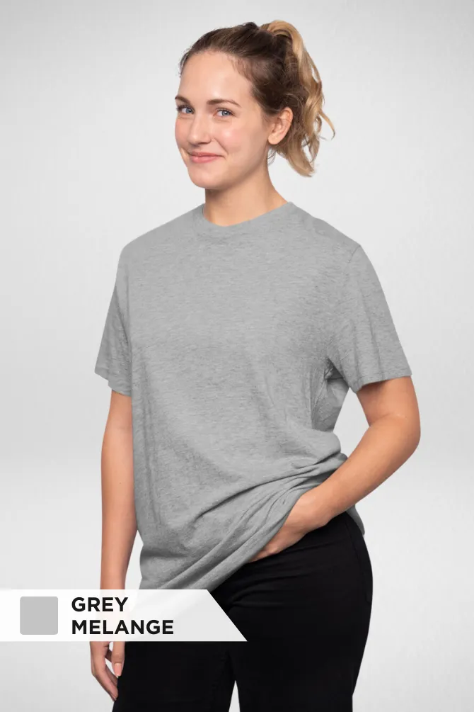 Pack Of 3 Oversized T-Shirts Grey Melange White and Baby Blue for Women