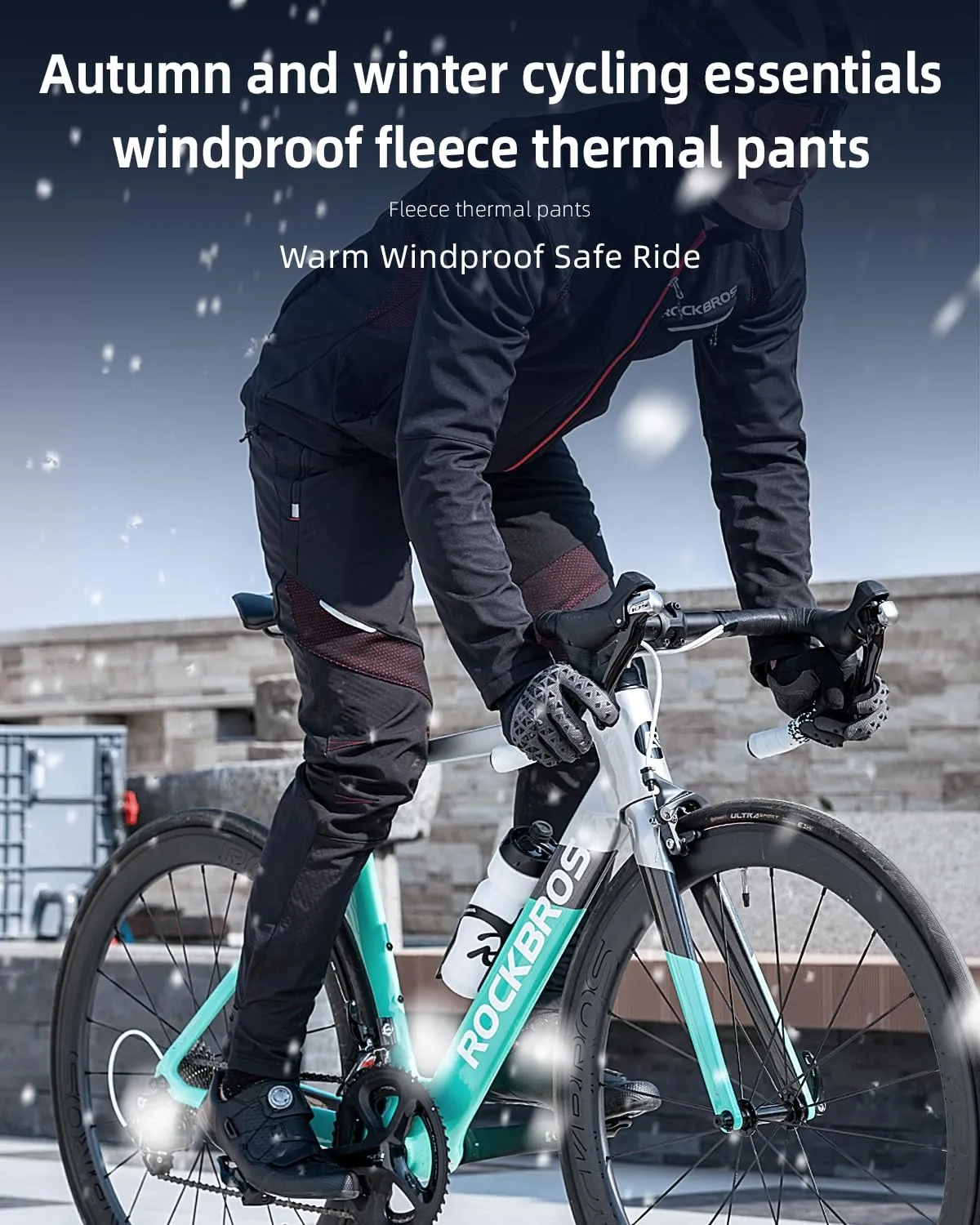 ROCKBROS Winter Cycling Pants Warm Ergonomics Men's Windproof Thermal Bicycling