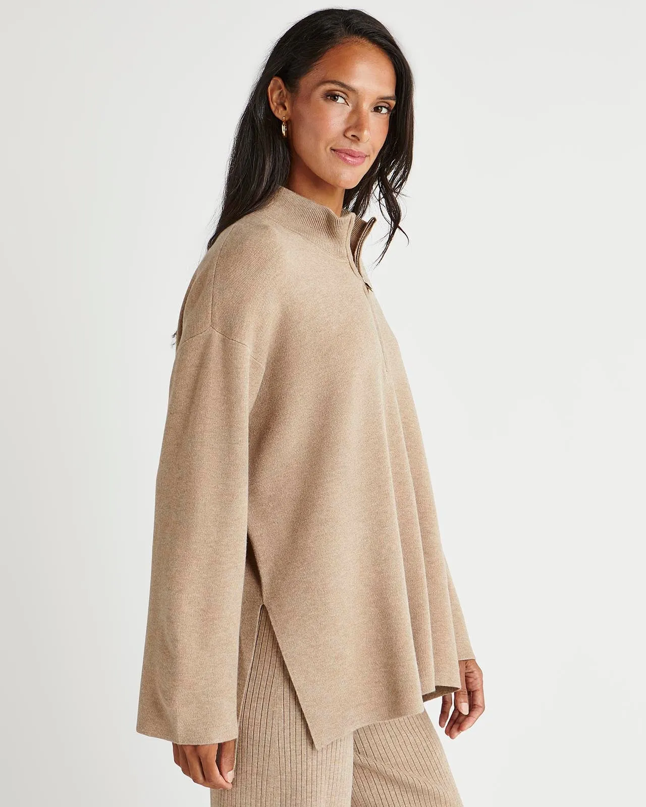 Splendid x Cella Jane Half-Zip Ribbed Sweater