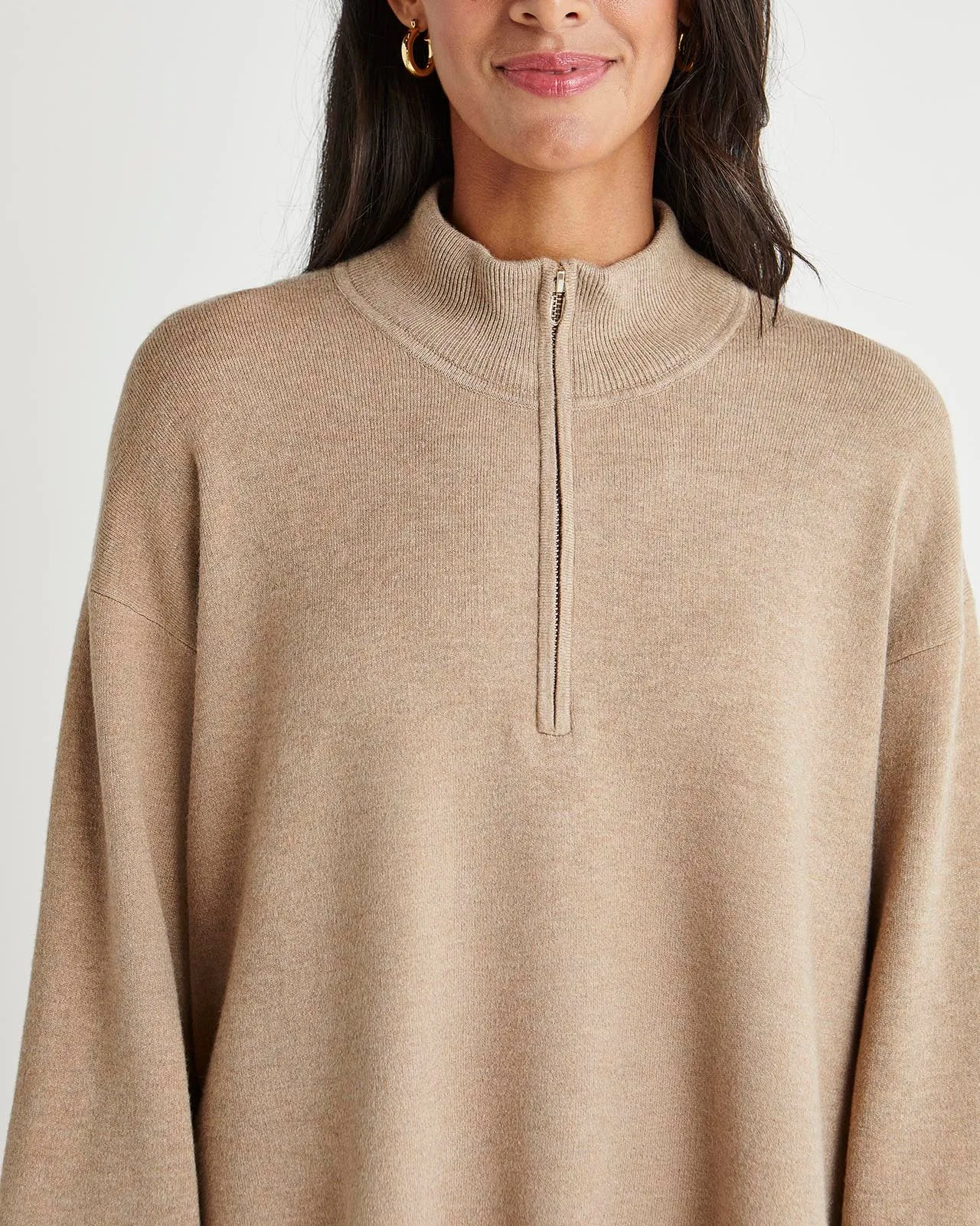 Splendid x Cella Jane Half-Zip Ribbed Sweater