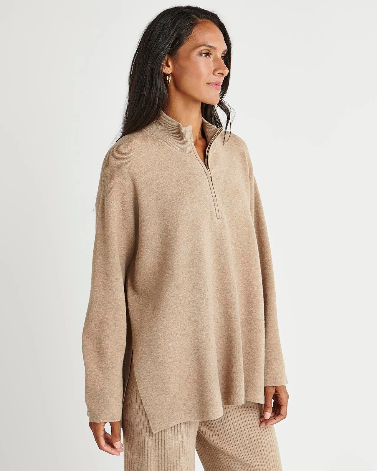 Splendid x Cella Jane Half-Zip Ribbed Sweater