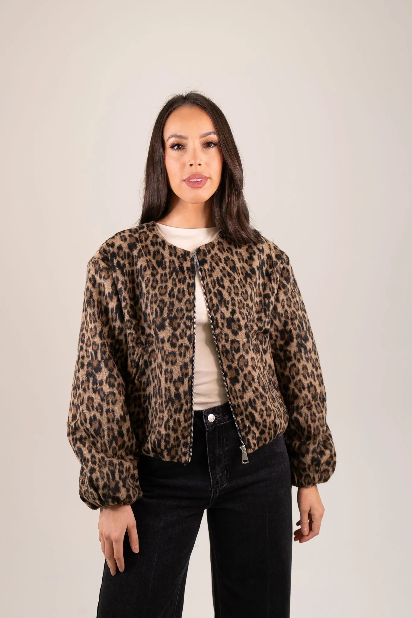 Taylor Bomber Jacket In Leopard Print