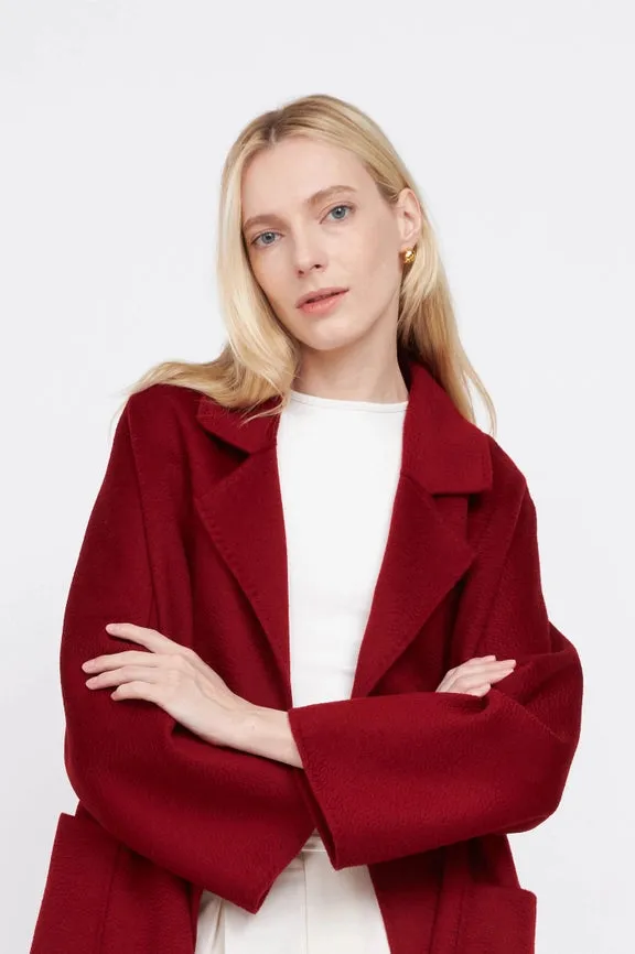 The Classic Wrap Coat - Burgundy