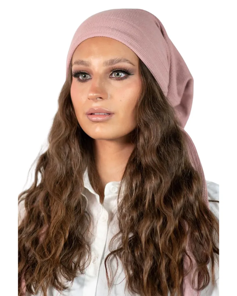 Tie Ur Knot Dusty Rose Cable Knit Adjustable Pre-Tied Bandanna with Full Grip