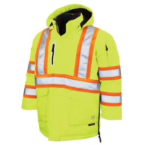 Tough Duck Men's Hi Vis Safety Parka SJ39 - Poly 300D Ripstop, Down Filled, Waterproof, Reflective, PU Membrane, Warm, Durable, Winter-Ready, Heavy Duty | Sizes XS-5XL