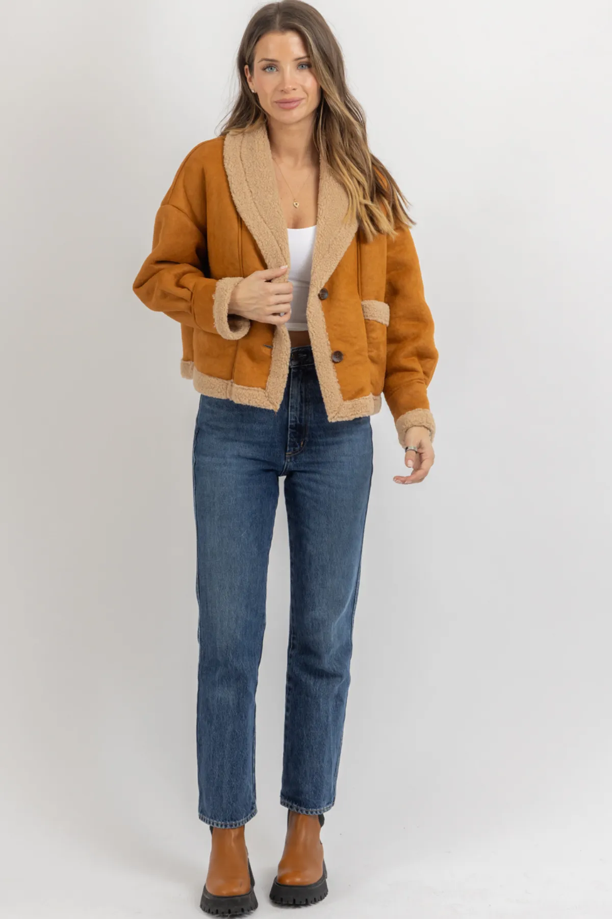 VAIL SHEARLING CAMEL COAT