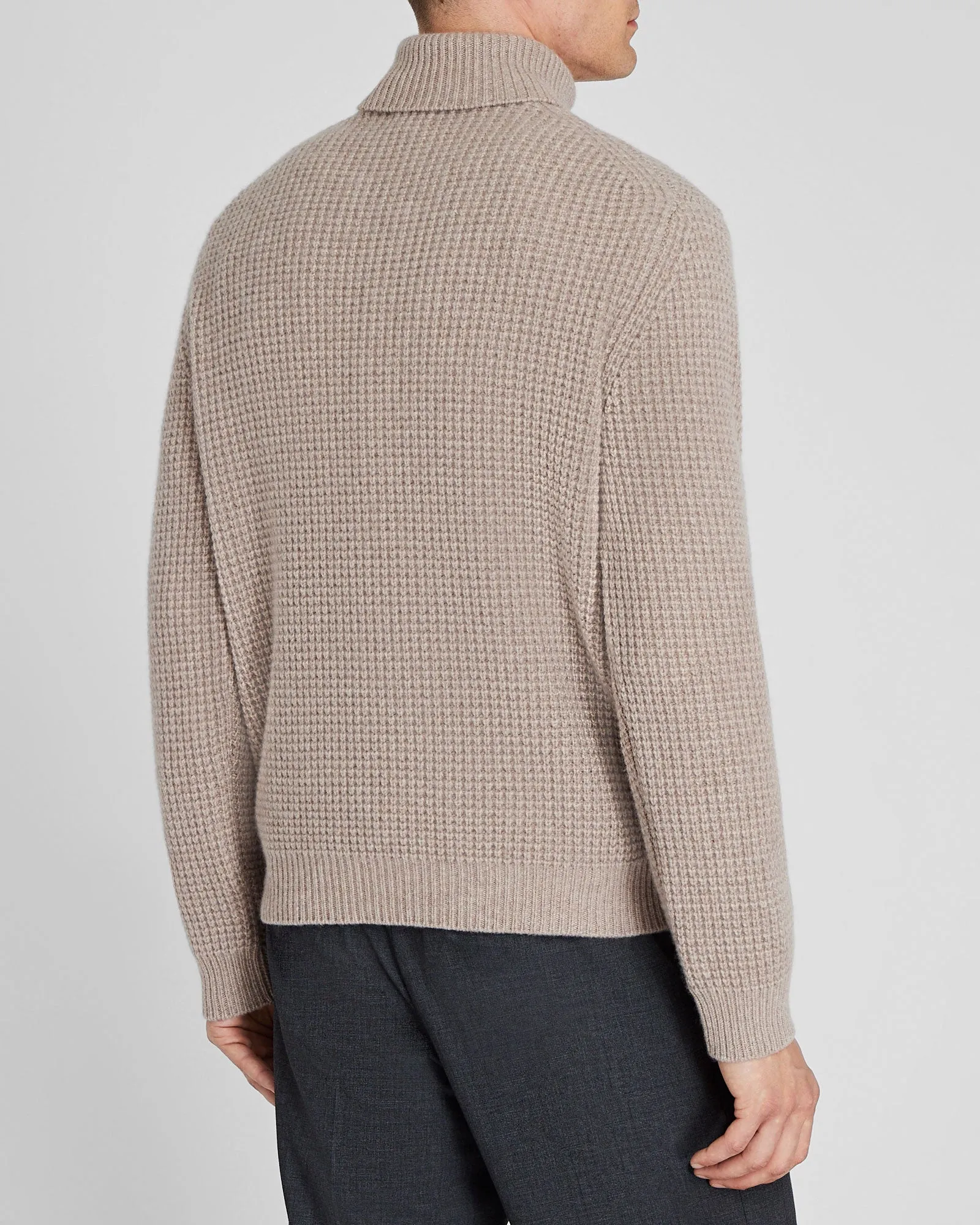 Waffle-Knit Cashmere Turtleneck