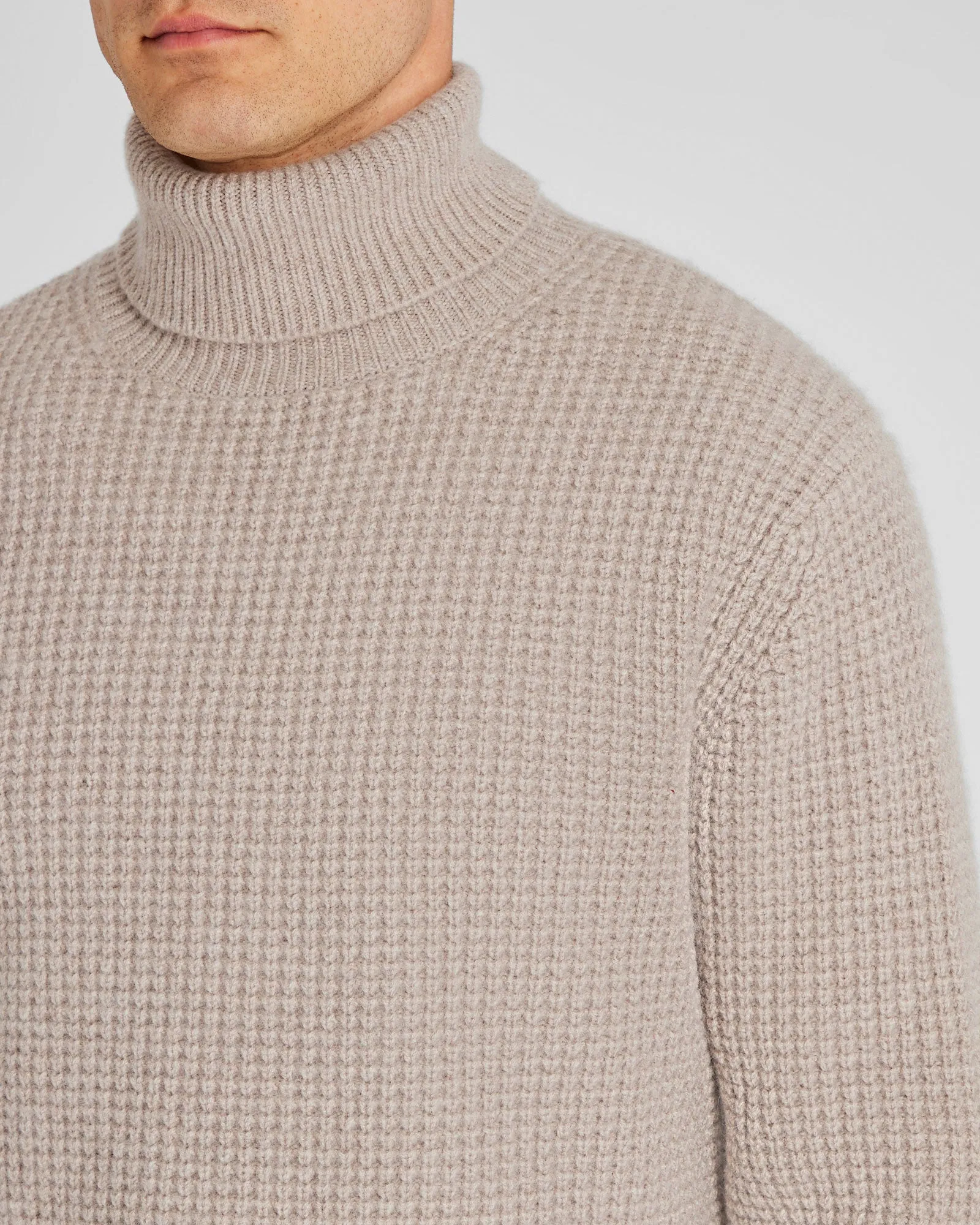 Waffle-Knit Cashmere Turtleneck