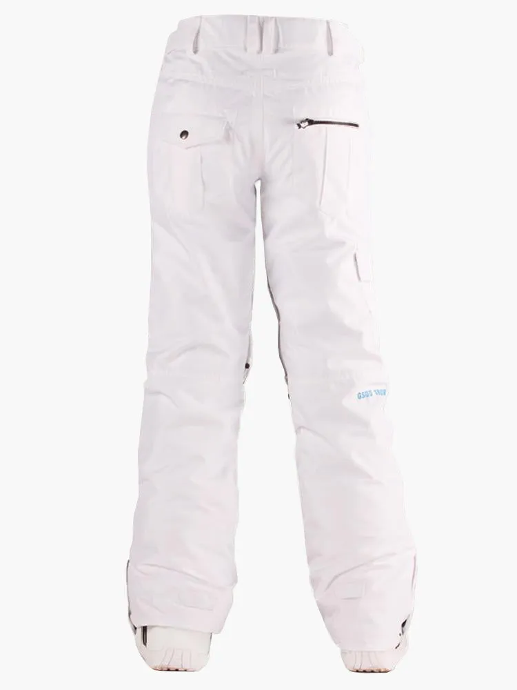 White Thermal Warm Waterproof Windproof Women's Snowboard/Snow Pants