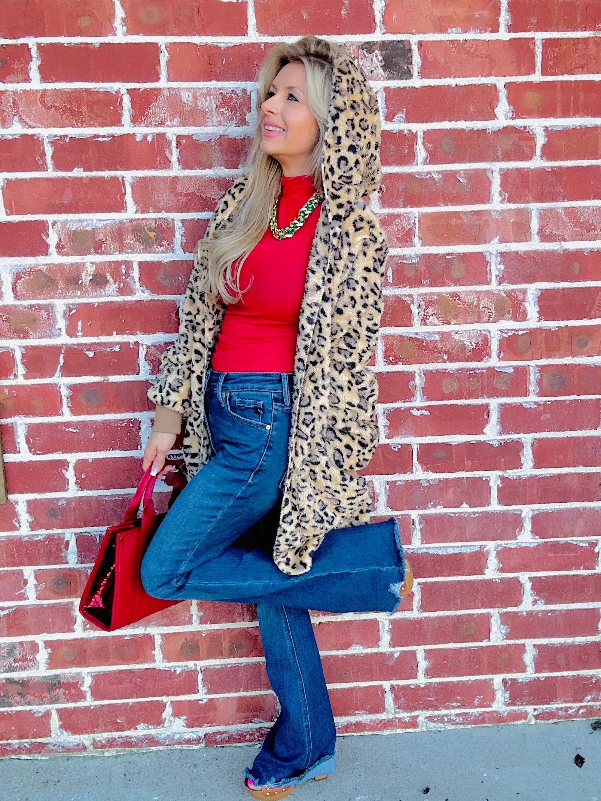 Wild Comfort Taupe Leopard Plush Oversized Jacket