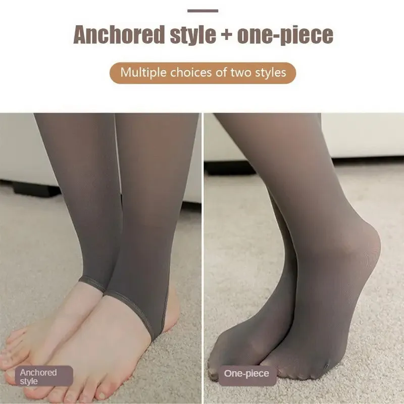 Women Fleece Leggings Sexy Translucent slim Pantyhose Elasticity Winter Warm Legging Thermal Tights Female Woman Pants